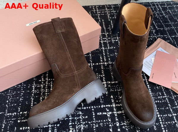 Miu Miu Suede Boots in Dark Brown 5U270E Replica