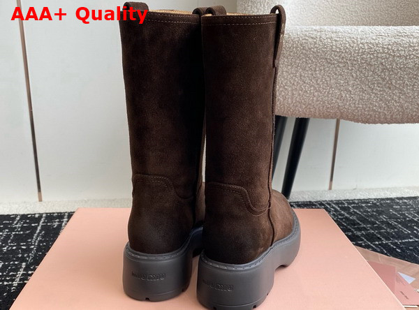 Miu Miu Suede Boots in Dark Brown 5U270E Replica