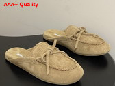 Miu Miu Suede Deck Mules in Camel 5R604E Replica