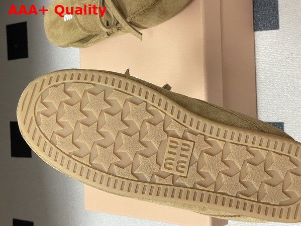 Miu Miu Suede Deck Mules in Camel 5R604E Replica