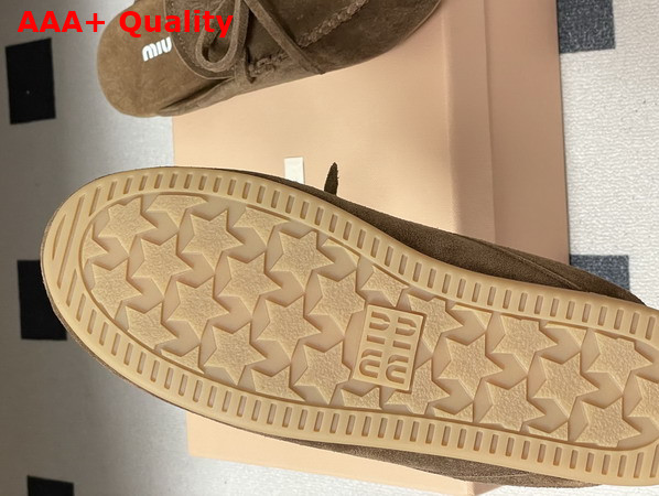 Miu Miu Suede Deck Mules in Cocoa Brown 5R604E Replica