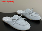 Miu Miu Suede Deck Mules in Sky Blue 5R604E Replica