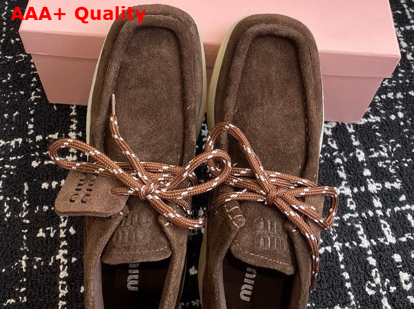 Miu Miu Suede Delave Wedge Ankle Boots in Dark Brown 5T263E Replica