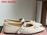 Miu Miu Suede Leather Ballerinas in Beige Replica