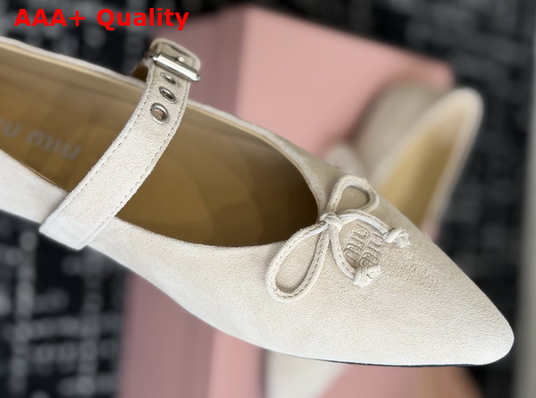 Miu Miu Suede Leather Ballerinas in Beige Replica