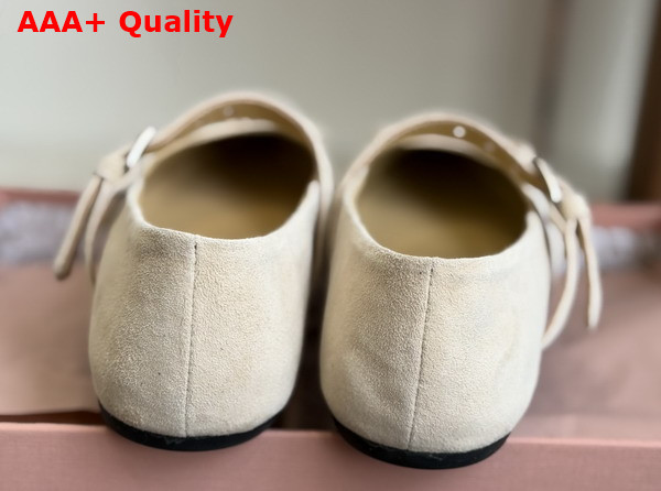 Miu Miu Suede Leather Ballerinas in Beige Replica
