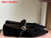 Miu Miu Suede Leather Ballerinas in Black Replica
