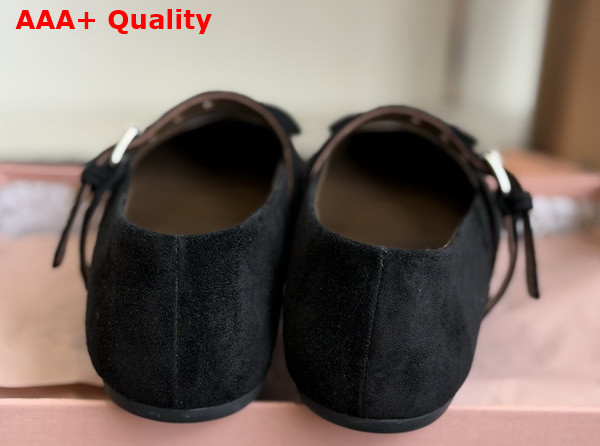 Miu Miu Suede Leather Ballerinas in Black Replica