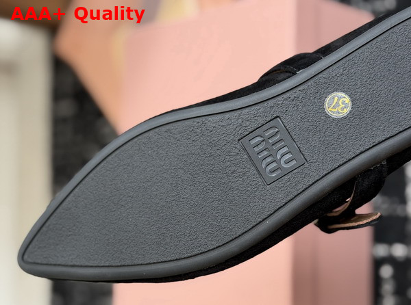 Miu Miu Suede Leather Ballerinas in Black Replica