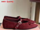 Miu Miu Suede Leather Ballerinas in Burgundy Replica