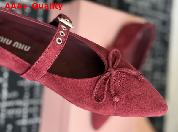 Miu Miu Suede Leather Ballerinas in Burgundy Replica