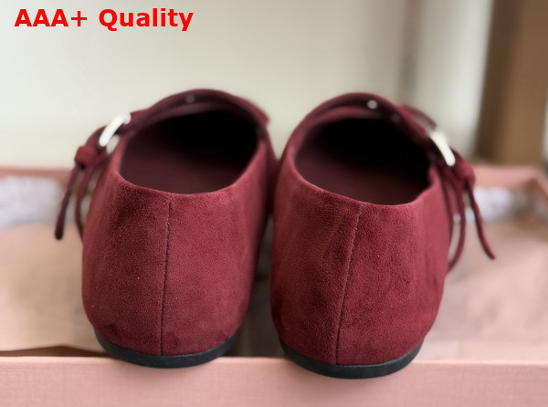 Miu Miu Suede Leather Ballerinas in Burgundy Replica