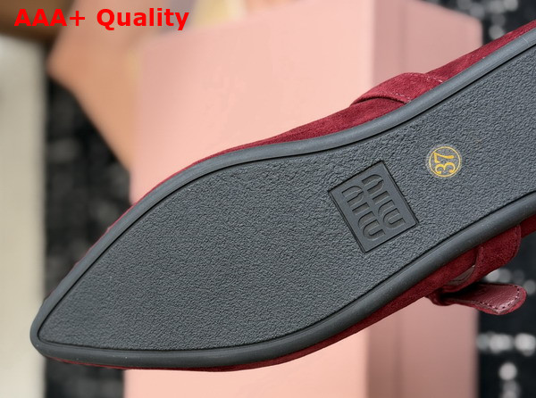 Miu Miu Suede Leather Ballerinas in Burgundy Replica