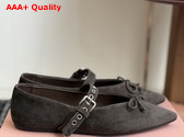 Miu Miu Suede Leather Ballerinas in Dark Brown Replica