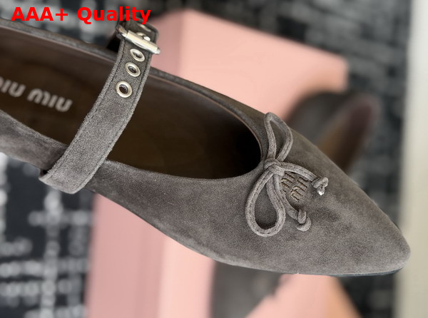 Miu Miu Suede Leather Ballerinas in Dark Brown Replica