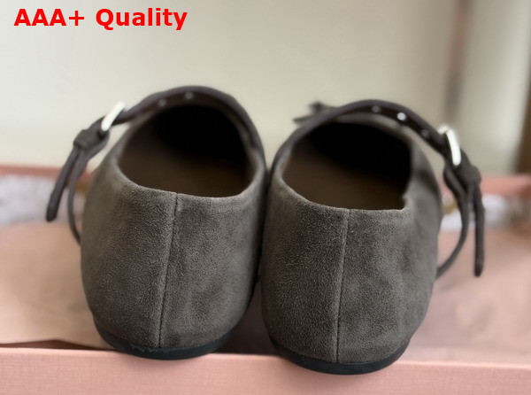 Miu Miu Suede Leather Ballerinas in Dark Brown Replica
