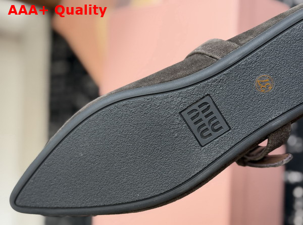 Miu Miu Suede Leather Ballerinas in Dark Brown Replica