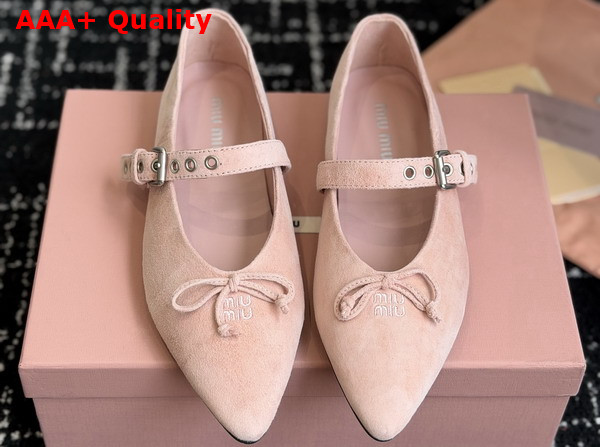 Miu Miu Suede Leather Ballerinas in Pink Replica