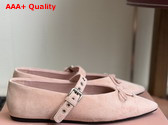 Miu Miu Suede Leather Ballerinas in Pink Replica