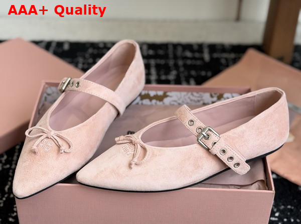 Miu Miu Suede Leather Ballerinas in Pink Replica