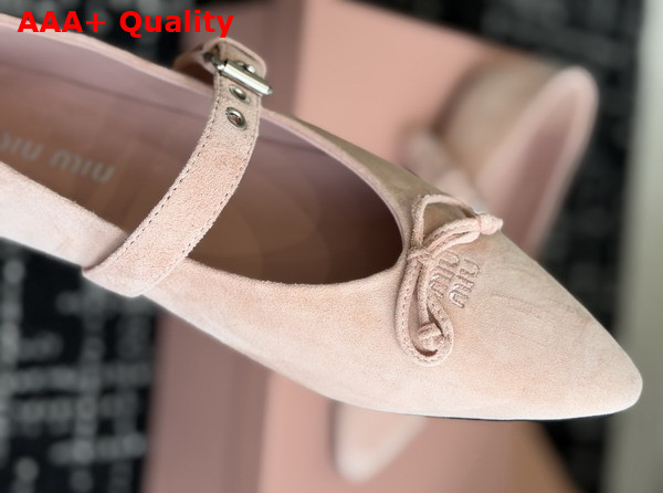 Miu Miu Suede Leather Ballerinas in Pink Replica