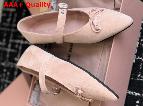 Miu Miu Suede Leather Ballerinas in Pink Replica
