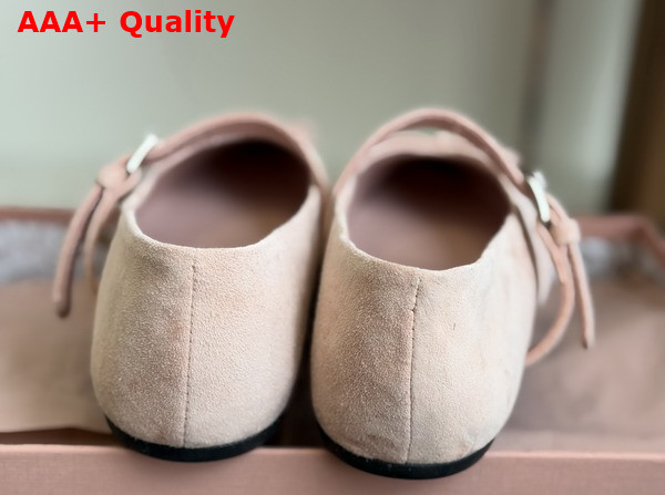Miu Miu Suede Leather Ballerinas in Pink Replica