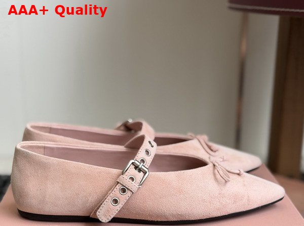 Miu Miu Suede Leather Ballerinas in Pink Replica