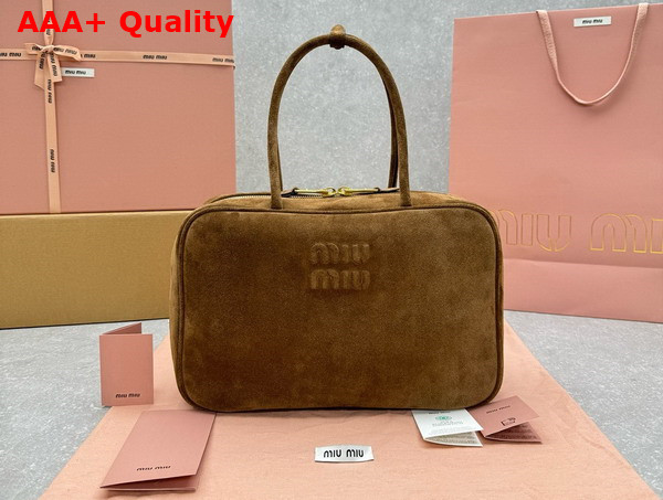 Miu Miu Suede Leather Beau Bag in Cocoa Brown 5BB117 Replica