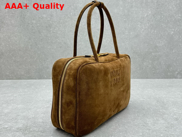 Miu Miu Suede Leather Beau Bag in Cocoa Brown 5BB117 Replica