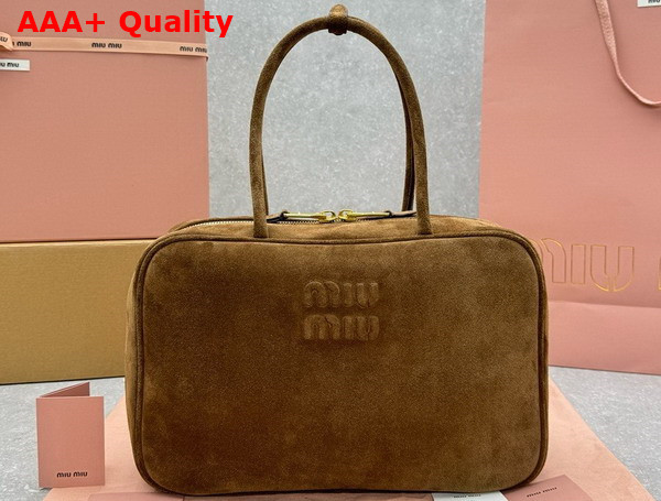 Miu Miu Suede Leather Beau Bag in Cocoa Brown 5BB117 Replica