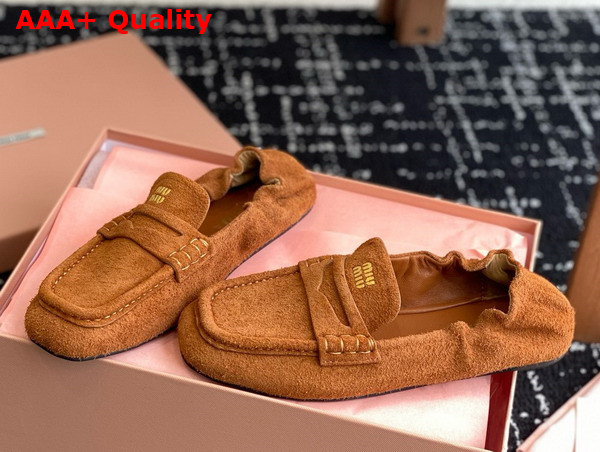 Miu Miu Suede Loafers in Brandy 5D341E Replica