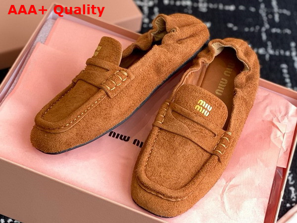 Miu Miu Suede Loafers in Brandy 5D341E Replica