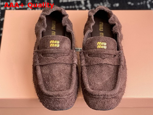 Miu Miu Suede Loafers in Briarwood 5D341E Replica