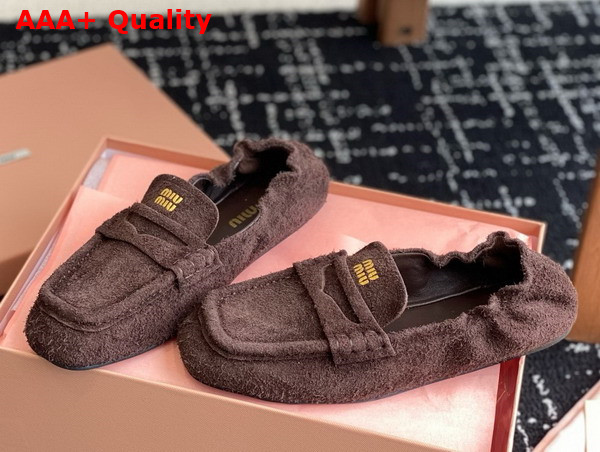 Miu Miu Suede Loafers in Briarwood 5D341E Replica