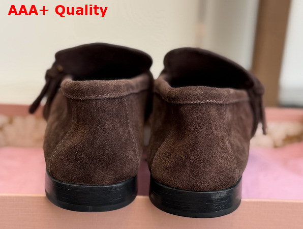 Miu Miu Suede Loafers with Buckle in Dark Brown 5D740E Replica