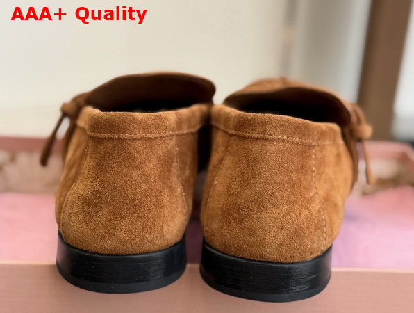 Miu Miu Suede Loafers with Buckle in Oak 5D740E Replica