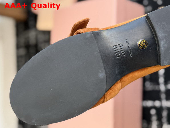 Miu Miu Suede Loafers with Buckle in Oak 5D740E Replica