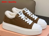 Miu Miu Suede Sneakers in Ecru with Shearling Lining 5E986D Replica