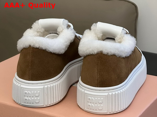 Miu Miu Suede Sneakers in Ecru with Shearling Lining 5E986D Replica