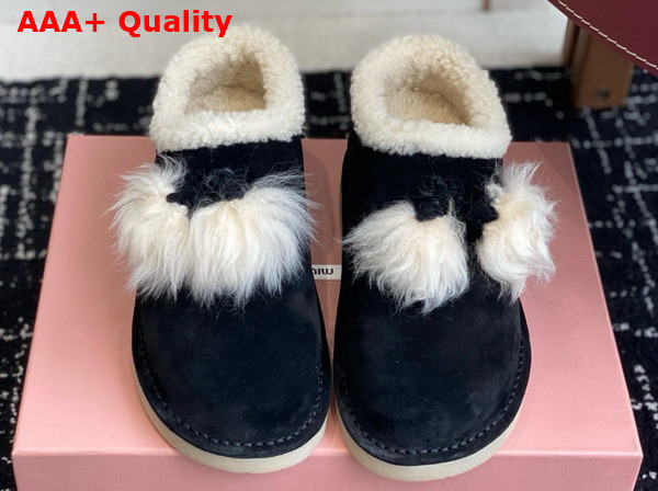 Miu Miu Suede and Shearling Mules in Black 5R514E Replica