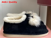Miu Miu Suede and Shearling Mules in Black 5R514E Replica