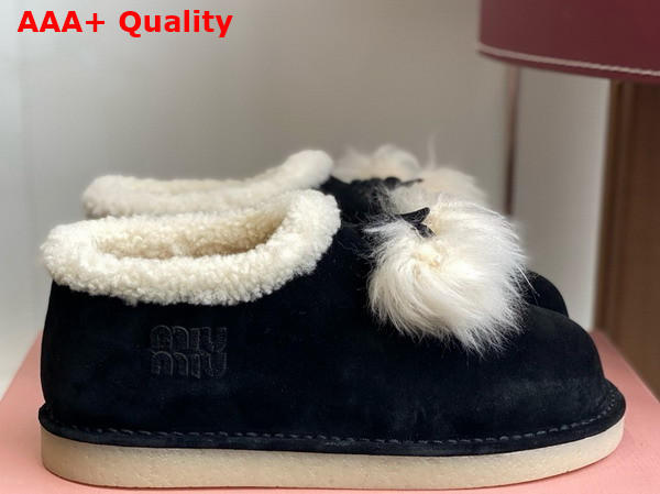 Miu Miu Suede and Shearling Mules in Black 5R514E Replica