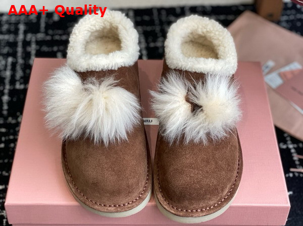 Miu Miu Suede and Shearling Mules in Cocoa Brown 5R514E Replica