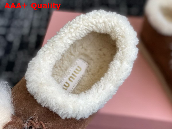 Miu Miu Suede and Shearling Mules in Cocoa Brown 5R514E Replica