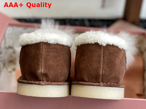Miu Miu Suede and Shearling Mules in Cocoa Brown 5R514E Replica