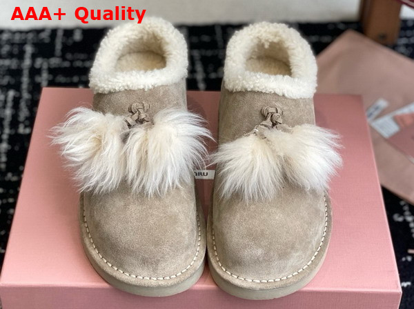 Miu Miu Suede and Shearling Mules in Desert Beige 5R514E Replica