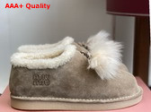 Miu Miu Suede and Shearling Mules in Desert Beige 5R514E Replica