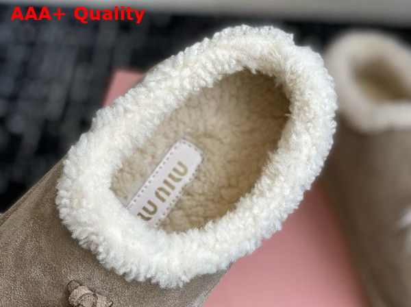 Miu Miu Suede and Shearling Mules in Desert Beige 5R514E Replica