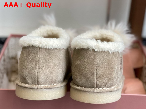 Miu Miu Suede and Shearling Mules in Desert Beige 5R514E Replica